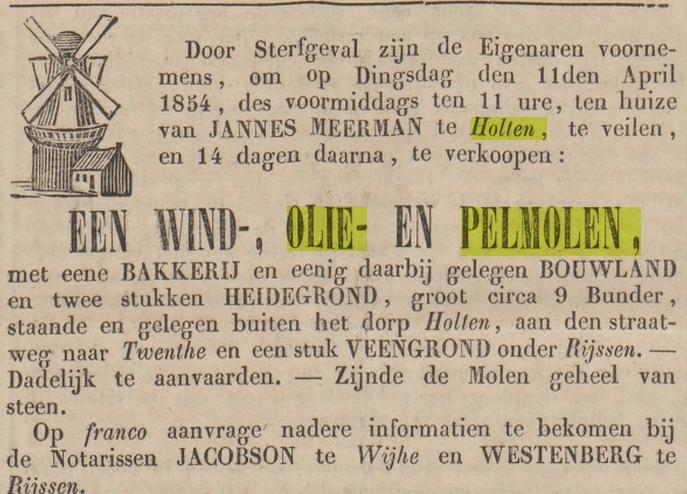 Wind- olie- pelmolen van Wansink aan de Markeloseweg te Holten