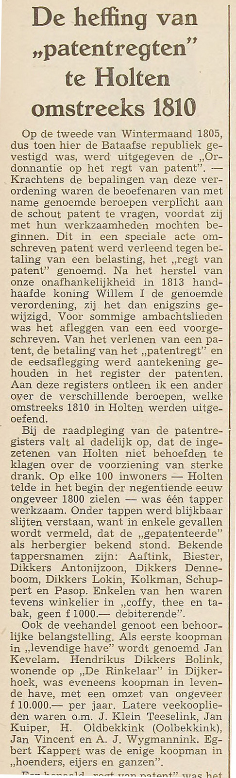 patentrecht 1810 Holten
